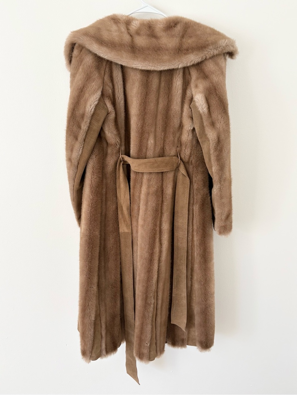 Lilli Ann San Fransisco Neutral Brown Faux Fur Longline Overcoat Size 6 - Picture 11 of 15